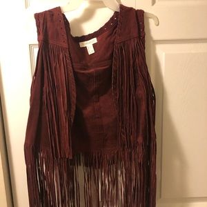 Real leather fringe vest